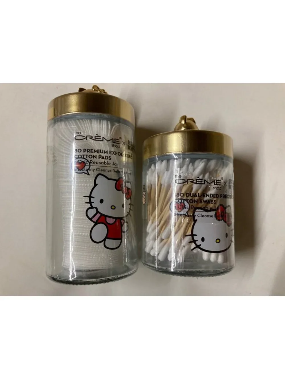The Crème Shop x Sanrio Hello Kitty Chic Reusable Jar Set w/ Cotton Pads & Swabs